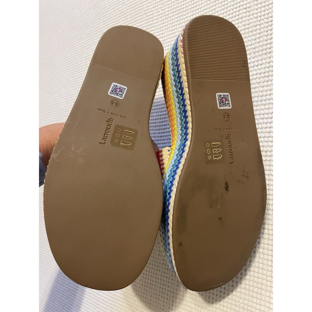 LARROUDE Alex Flatform Mule In Rainbow Raffia 5.5 NEW! - Picture 6 of 6